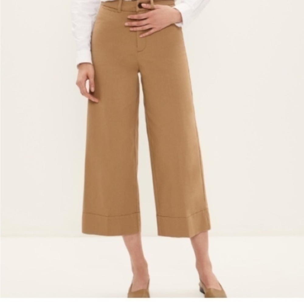 Frank and Oak Josephine Wide-Leg twill Pant in Dark Beige